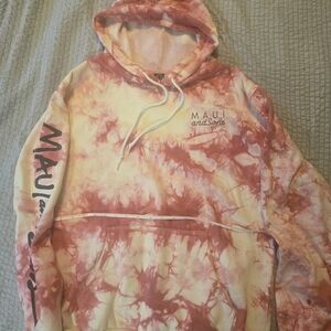Maui and Sons Red and Cream Tie-Dye Hoodie